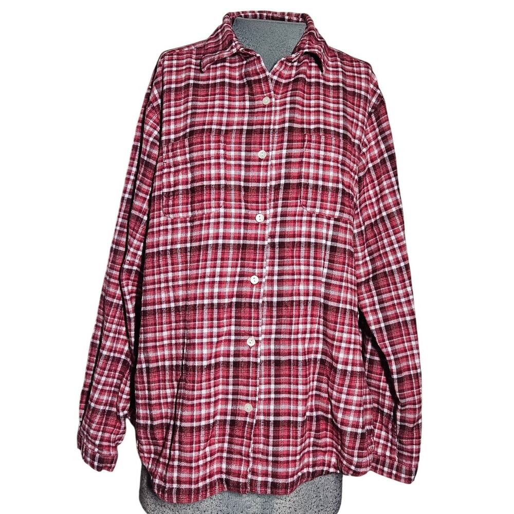 Woolrich Cotton Plaid Button Down Top Size Large
